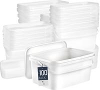 Benbow Seau rectangulaire avec couvercle et poignée 5L Quantité : 100 pcs, Blanc Certifié BSR, Étanche à l'air, Convient pour aliments, Certifié BRC