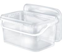Benbow Seau rectangulaire avec couvercle et poignée 5L Quantité : 20 pcs, Transparent Certifié BSR, Étanche à l'air, Convient pour aliments, Certifié BRC