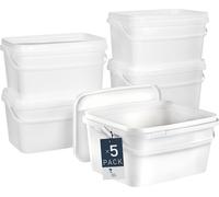 Benbow Seau rectangulaire avec couvercle et poignée 5L Quantité : 5 pcs, Blanc Certifié BSR, Étanche à l'air, Convient pour aliments, Certifié BRC, Anti-fuite