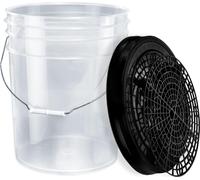 Benbow Set 3 pcs, Seau de lavage voiture 20 litres transparent + couvercle de seau noir + tamis à saleté noir, Préparation voiture, lavage, accessoires voiture, voitures