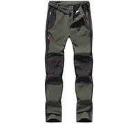 BenBoy Homme Pantalon Ski Imperméable Pantalon Randonnée Softshell Thermique Étanche Coupe-Vent Hiver Pantalon de Montagne Neige Escalade (M, Noir Vert)