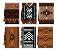 Bencailor Lot de 6 torchons de cuisine africains en microfibre à motif géométrique ethnique africain, absorbants, décoratifs pour vaisselle de maison (40 x 60 cm, colorés, style classique)