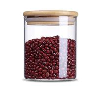 BenCreative Bocal hermétique en verre transparent avec couvercle en bambou naturel, 350/700/900 ml, 350 ml