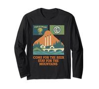 Bend Oregon Retro-Vintage Montagnes & Bière pour les amoureux de la nature Manche Longue