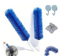 Bendable Microfiber Head, Fan Cleaner Brush for Ceiling Fans, Air Conditioner Vents & Car Vents, Flexible Fan Blade Cleaner Duster, Reusable Washable Dust Remover, 2-Pack (Blue,2pcs)