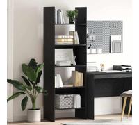 Bendmaxx Bibliothèque à 5 niveaux - 60 x 35 x 180 cm - En bois noir - Aspect chêne - Étagère sur pied avec étagères pour salon, bureau, chambre à coucher et bureau comme étagère de rangement et