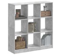 Bendmaxx Bibliothèque en bois gris béton - 102 x 32 x 108 cm - Avec 9 compartiments - Séparateur de pièce pour salon, bureau, chambre à coucher, étagère de rangement pour livres et décoration