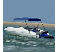 Bendmaxx Bimini Top Capote de bateau à 4 arches, bleu marine, 243 x (230-244) x 137 cm, résistante aux UV et à l'eau, avec cadre en aluminium, pour yacht, bateau pneumatique, marina, housse de