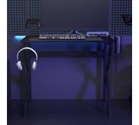 Bendmaxx Bureau de jeu avec cadre K, noir, 90 x 60 x 75 cm, bois et fer, avec plateau pour casque et manette, pour moniteur et ordinateur portable, travail