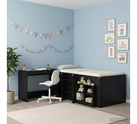 Bendmaxx Bureau de lit en chêne noir, 100 x 45 x 75 cm, table de travail avec tiroir, étagère pour ordinateur portable, moniteur, bureau, chambre à coucher