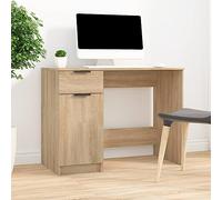 Bendmaxx Bureau en chêne Sonoma - 100 x 50 x 75 cm - Table de bureau avec tiroir et étagère - Bureau d'ordinateur pour bureau à domicile - Avec étagère