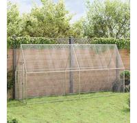 Bendmaxx Cage à poulailler argentée en acier galvanisé 400 x 100 x 190 cm avec porte et serrure, enclos spacieux pour petits animaux et enclos pour lapins, cochons d'Inde, rongeurs et abri de jardin