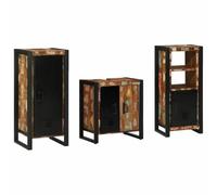 Bendmaxx Ensemble de meubles de salle de bain avec étagère 3 pièces en bois massif recyclé, 40 x 35 x 90 cm, avec tiroirs, armoire murale pour salle de bain et rangement