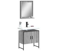 Bendmaxx Lot de 2 meubles de salle de bain gris Sonoma - Meuble sous lavabo avec miroir - Espace de rangement pour salle de bain - Surface de rangement sur le miroir - Pour l'ordre