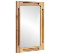 Bendmaxx Miroir de salle de bain marron 50 x 2,5 x 70 cm en bois massif de manguier rectangulaire avec cadre miroir pour meubles de salle de bain, lavabo, espace de rangement et ordre