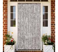 Bendmaxx Rideau taupe, blanc, 100 x 220 cm, chenille avec crochets, moustiquaire, moustiquaire, rideau de porte, anti-pollen, protection contre les moustiques, pour balcon, terrasse