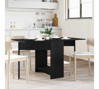Bendmaxx Table à manger en bois de chêne noir - 138 x 70 x 73,5 cm - Plateau de table pliable - Étagère de rangement pour cuisine, salle à manger, famille, invités, salle à manger