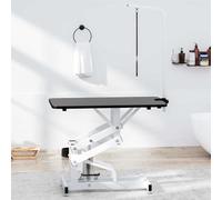 Bendmaxx Table de toilettage hydraulique pour animaux de compagnie, chiens, chats avec surface en caoutchouc antidérapante, cadre en fer revêtu par pulvérisation, bras de coupe réglable, pliable