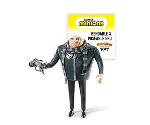 BendyFigs The Noble Collection Minions Gru - Figurine de poupée Pliable articulée de 16 cm avec Support et Mini Accessoire