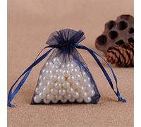 Bene Omnia Lot de 100 sacs en organza réutilisables avec cordon de serrage (bleu marine, 20 x 30 cm)