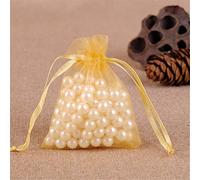 Bene Omnia Lot de 100 sacs en organza réutilisables avec cordon de serrage (doré, 20 x 30 cm)