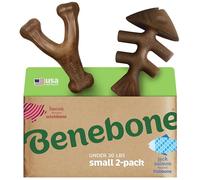 Benebone Lot de 2 Jouets Fishbone/Wishbone durables, os, Petit | Durable, Fabriqué aux USA, Vraies saveurs saumon & bacon, Longue durée, Les occupe