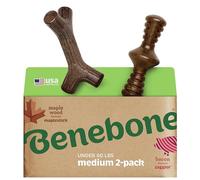 Benebone Lot de 2 plaques d'érable indestructibles pour mâcheurs agressifs, Longue durée et Robuste, saveur de Bacon et de Bois d'érable, pour Chiens de Taille Moyenne, fabriqué aux États-Unis.