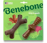 Benebone Lot de 2 Jouets Maplestick/Zaggler durables, os, très Petit | Durable, Fabriqué aux USA, Vraies saveurs bacon & érable, Longue durée, Les occupe