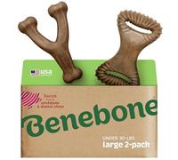 Benebone Lot de 2 Jouets Wishbone/Dental durables, Bacon réel, Grand | Durable, Pour gros mâcheurs, Fabriqué aux USA, Os pour chiens, Longue durée, Une taille pour chaque chien, Les occupe