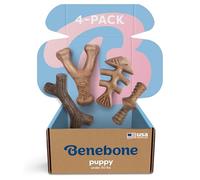 Benebone Lot de 4 Jouets Chiot pour mâcheurs Doux, os, Petit | Durable, Fabriqué aux USA, Vraies saveurs bacon, Jack Salmon & érable, Jouets de dentition pour chiots