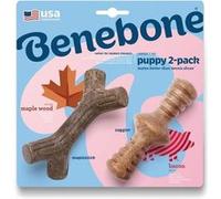 Benebone Puppy Lot De 2 Jouets A Mâcher Pour Chiots Durables Saveur Bacon, Bois D'Érable Véritable G