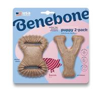 Benebone Jouet à mâcher pour chiot Puppy Wishbone Fabriqué aux USA Goût réel de bacon Petit