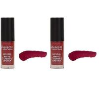 Benecos Bio Cosmetics - Rouge à Lèvres Liquide Mat - Hautement Pigmenté - avec Cire de Carnauba - sans Talc - Végétalien - Baie Sanglante, 5 Ml (Lot de 2)