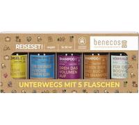benecos BIO- Mini set de voyage avec 5 bouteilles - Végétalien - Plastique recyclé