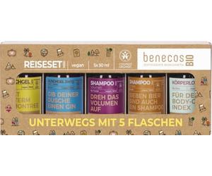 benecos BIO- Mini set de voyage avec 5 bouteilles - Végétalien - Plastique recyclé
