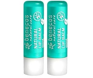 Benecos - Cosmétiques Naturels - Baume à Lèvres - Menthe - Végétalien (Lot de 2)