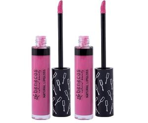 benecos - natural beauty Natural Cosmetics - Brillant à Lèvres - Huiles Végétales et Vitamine E - sans Talc - Fleur Rose (Lot de 2)