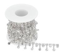 BENECREAT 1.8 Yards Pompon Verre Cristal Strass Chaînes Bling Diamante Diamant Garniture Ruban pour la Décoration De Robe De Mariage (Strass: 4x3.5mm)