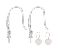 BENECREAT 1 paire de 925 crochets de Boucles D'Oreilles en Argent Sterling Boucles D'Oreilles en Platine avec Trou et Attaches pour Perles Semi Percées et Breloques. Fabrication de Bijoux. Pin: 0.8mm