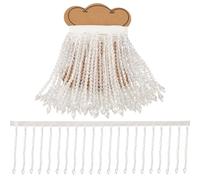 BENECREAT 1 yard/0.9 m Bordure à Franges en Perles de Cristal Ruban à Pompons en Perles de Verre Blanc Perlée à Coudre de 9cm de Large pour Abat Jours de Rideaux Habillement et Décoration D'Intérieur