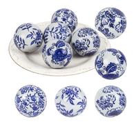 BENECREAT 10 Boule en Porcelaine Bleue et Blanche Boules Décoratives en Porcelaine de Chine de 6cm Boules Décoratives Chinoises pour Bol Vase Centre de Table