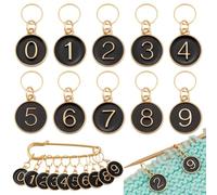 BENECREAT 10 marqueur de Maille Numéro 0~9 Marqueurs de Mailles de Verrouillage en Alliage Émaillé pour Tricot Tissage Accessoires de Couture Quilting Fabrication de Bijoux Noir