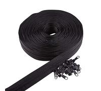 BENECREAT 10 mètres/11 Verges # 3 Zips de Bobine en Nylon Noir avec 20pcs Fer glissière de Traction tirettes pour Bricolage Artisanat Couture sur Mesure (Taille de la tête 22x7x1mm)