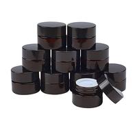 BENECREAT 10 Pack Bocaux Ronds en Verre Bocaux en Verre cosmetique Ambre Fonce avec doublures interieures Blanches et couvercles en Plastique Noirs pour la Beaute, Les lotions, Les cremes et Plus
