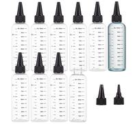BENECREAT 10 Pcs 100ml Flacons à Presser en Plastique avec Échelle PET Transparent Noir Twist Capuchon Bouteilles Graduées Squeeze Dispensing Bottles pour Encre Liquide, Huiles, Gels, Colle