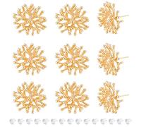 BENECREAT 10 pcs Réel 18K Plaqué Or Branches de Corail Boucles d'oreilles Conclusions, Boucles d'oreilles Plates en Laiton pour la Fabrication de Boucles d'oreilles, Trou: 1.2mm