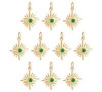 BENECREAT 10 pièce de Pendentif Étoile du Nord Plaqué Or 18K Véritable Pendentifs en Forme D'Étoile en Zircon Cubique avec Anneau de Jonction pour la Création de Bijoux (17.5x15x3.5mm)