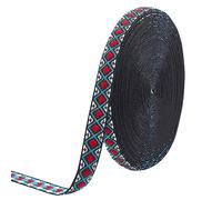 BENECREAT 10 Yards Rouge Rhombus Broderie Polyester Rubans, Garniture en Dentelle à Coudre Artisanale Vintage Ethnique de 13 mm de Large pour Vêtements, Sac, Bandeaux, Taies d'oreiller, Collier