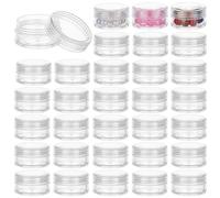 BENECREAT 100 pot de Perles en Plastique Transparent Boîte de Rangement pour Cosmétiques de 3.9x2.2cm Pots de Rangement Ronds avec Bouchons à Vis pour Perles Nail Art Paillettes