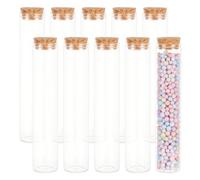 BENECREAT 10PCS 80ml Tube à essai en verre avec bouchon en liège mini bouteilles bocaux en verre plat transparent pour Laboratoire, Cotillons, Candy, Épices, Perles
